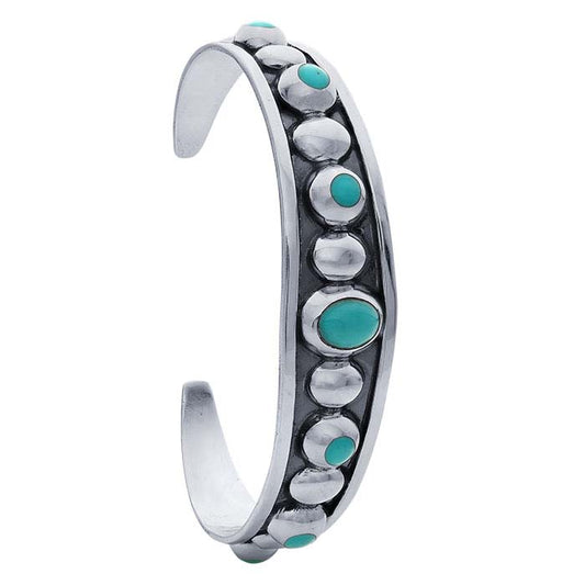 Sterling Silver Imitation Turquoise-Set Cuff Bracelet