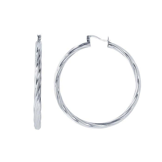 Sterling Silver Twist Tube Hoop Earrings