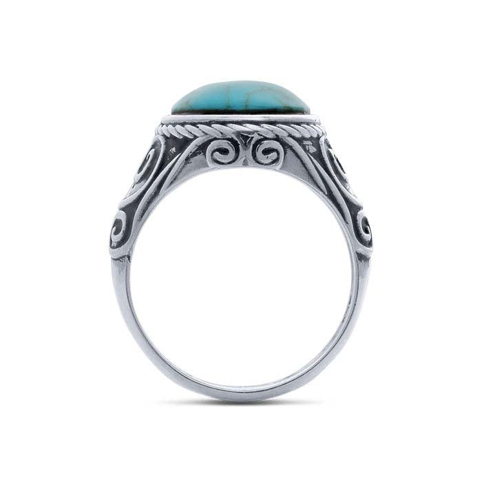 Sterling Silver Oval Imitation Turquoise-Set Ring
