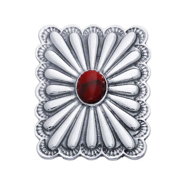 Rechteckiger Concho-Ring aus Sterlingsilber mit Jaspis-Imitation, verstellbar