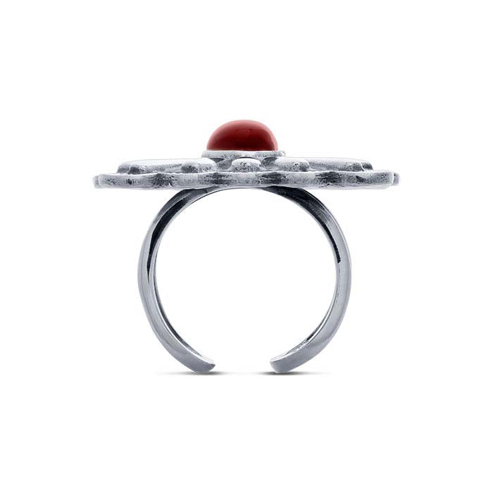 Rechteckiger Concho-Ring aus Sterlingsilber mit Jaspis-Imitation, verstellbar