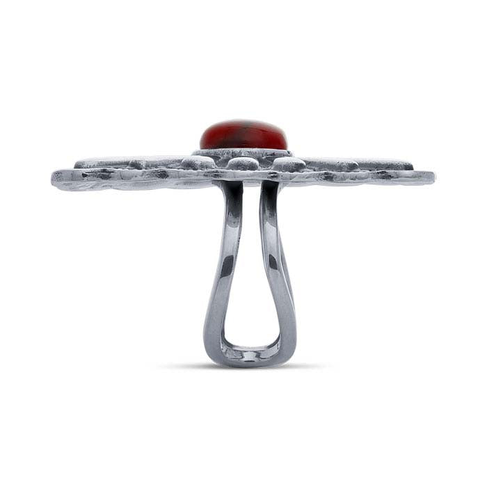 Rechteckiger Concho-Ring aus Sterlingsilber mit Jaspis-Imitation, verstellbar