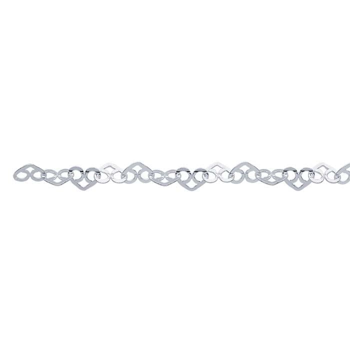 Sterling Silver Flat Heart Link Chain, By the Foot