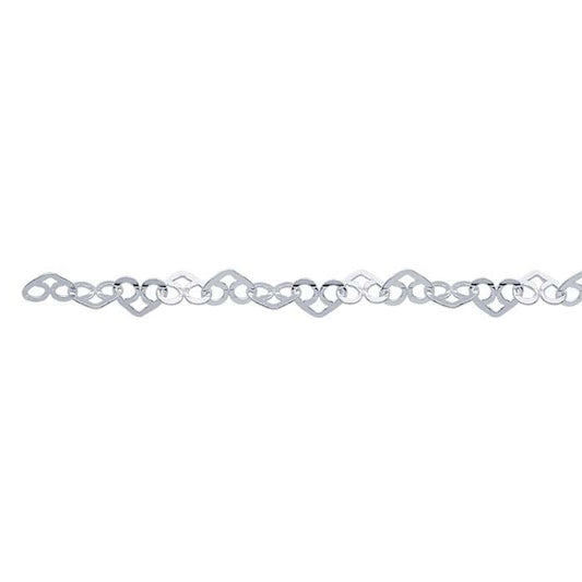 Sterling Silver Flat Heart Link Chain, By the Foot