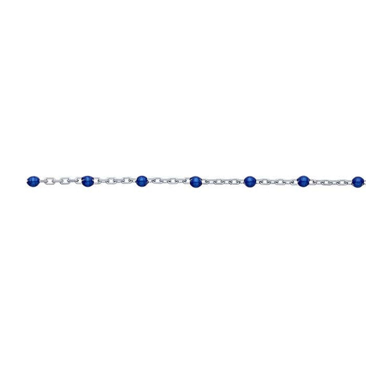 Sterling Silver Cable Chain with Blue Beads