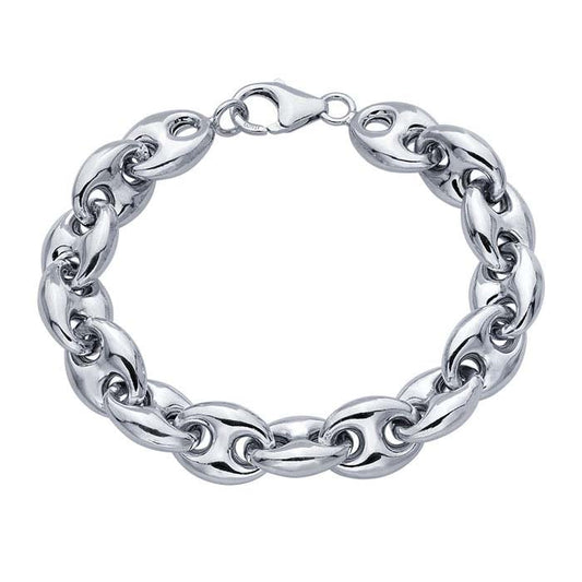 Bracciale a catena ancora gonfiata in argento sterling