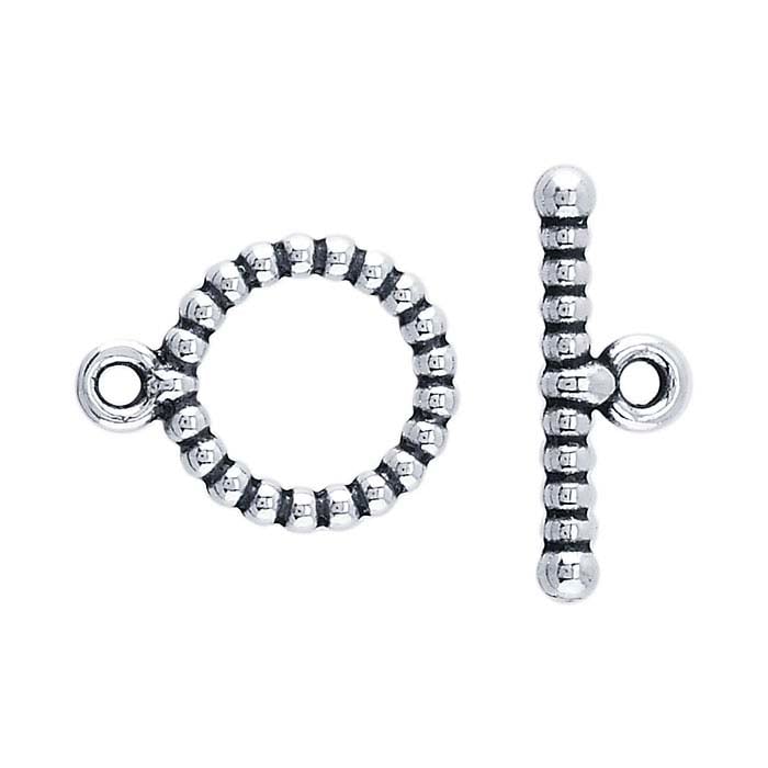 Sterling Silver Oxidized Beaded Toggle Clasp