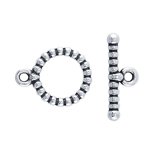 Sterling Silver Oxidized Beaded Toggle Clasp