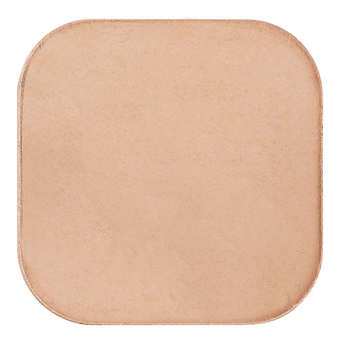 Copper Rounded Square Stampings, 1.02mm, 1/2-Hard