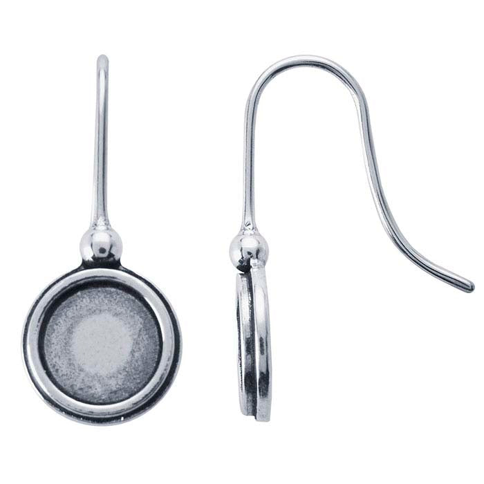 Sterling Silver Round Cabochon Ear Wire Mounting