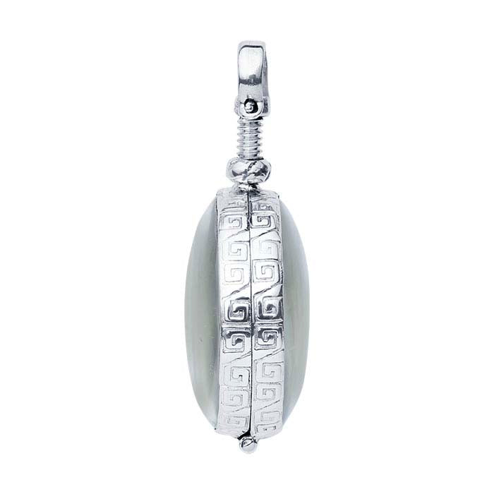 Sterling Silver Round Antique Glass Locket Pendant