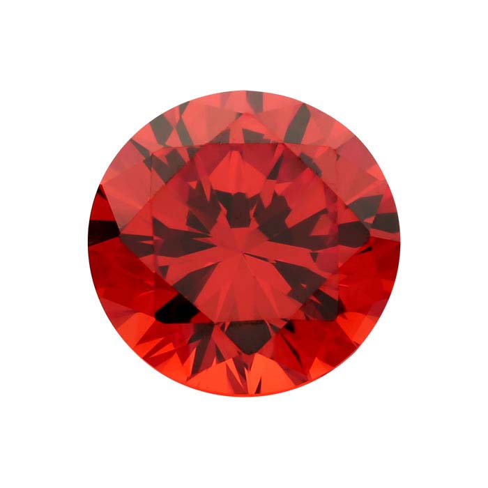 Orange CZ Round Faceted Gemstone