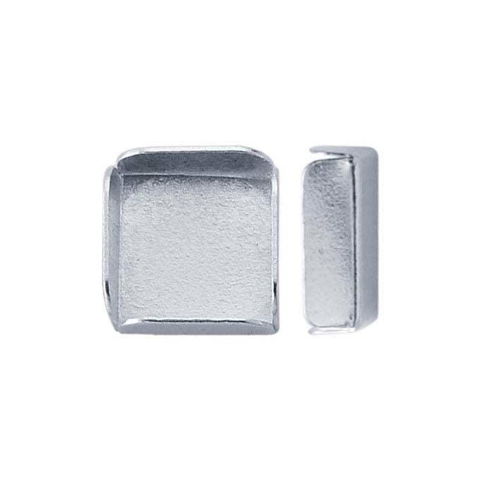Sterling Silver 8 x 8mm Square Split-Wall Bezel Cup Setting