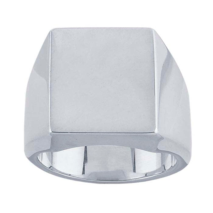 Srebrny próby 925 pierścionek sygnetowy z prostokątną tarczą 14 x