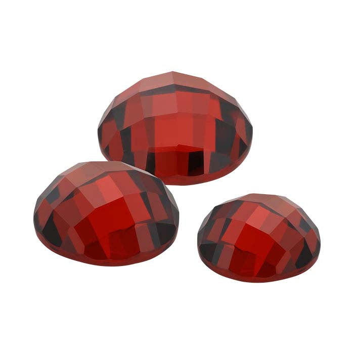 Red CZ Round Rose-Cut Cabochon