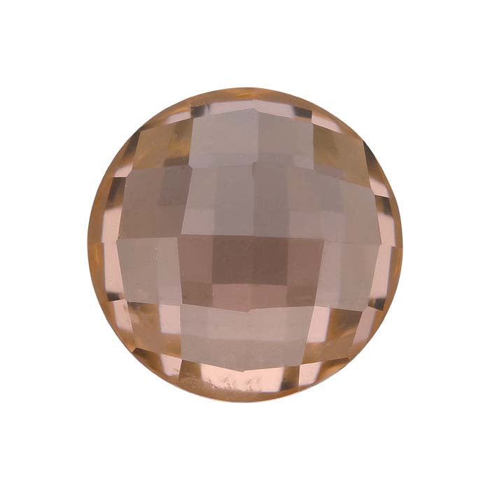 Peach CZ Round Rose-Cut Cabochon