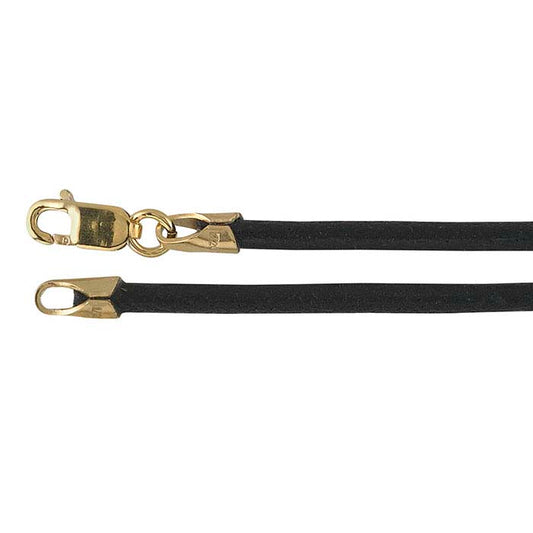 Black Leather Cord with 14/20 Yellow Gold-Filled Clasp