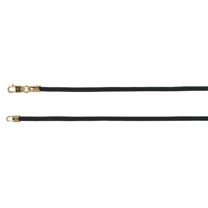 Black Leather Cord with 14/20 Yellow Gold-Filled Clasp
