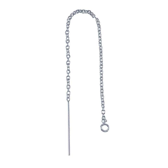Sterling Silver Chain Ear Thread with Open Ring