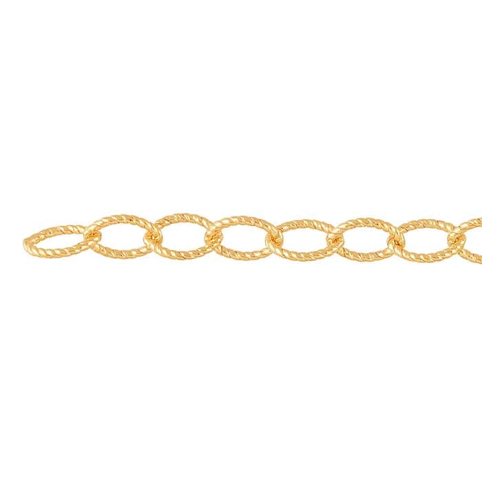 14/20 Yellow Gold-Filled Rope-Patterned Oval Cable Chain