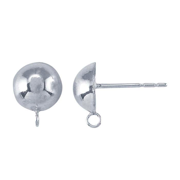 Sterling Silver Hollow Half-Ball Post Earrings with Closed Ring