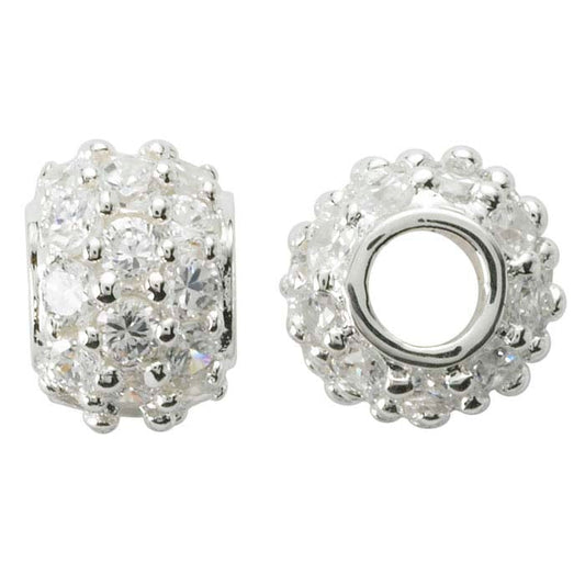 Sterling Zilver 10,2 x 7,6mm Schotel CZ-Gezette Kraal