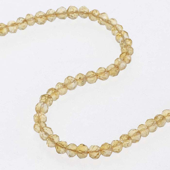 Citrin 4mm facetslebet knapper perlestreng