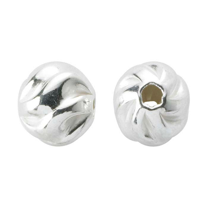 Sterling Silver Round Twist Bead