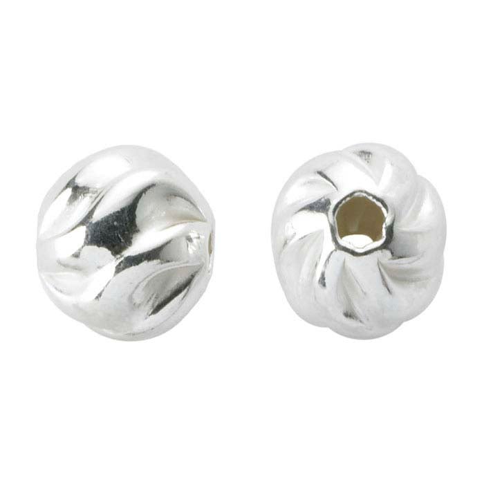 Sterling Silver Round Twist Bead