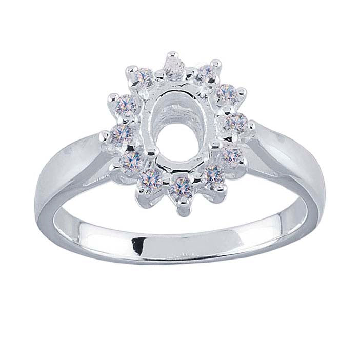 Sterling Zilver 7 x 5mm Ovaal Semi-Mount Verlovingsring Montuur