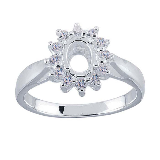 فضة استرلينية 7 × 5 مم حامل خاتم خطوبة بيضاوي شبه مركب