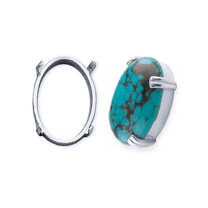 Sterling Silver Oval ReadySet™ Cabochon 4-Prong Setting