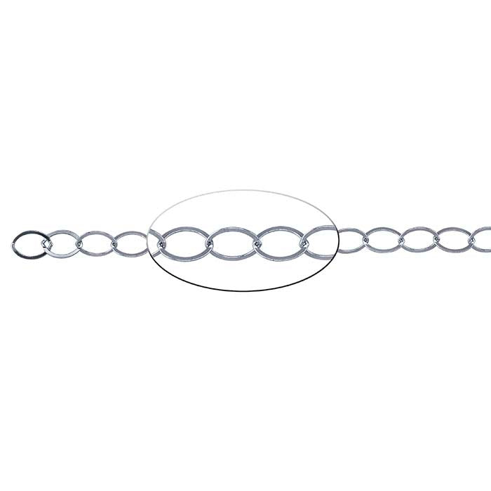 Sterling Silver Flat Oval Cable Chain, 3.05 m. Spool