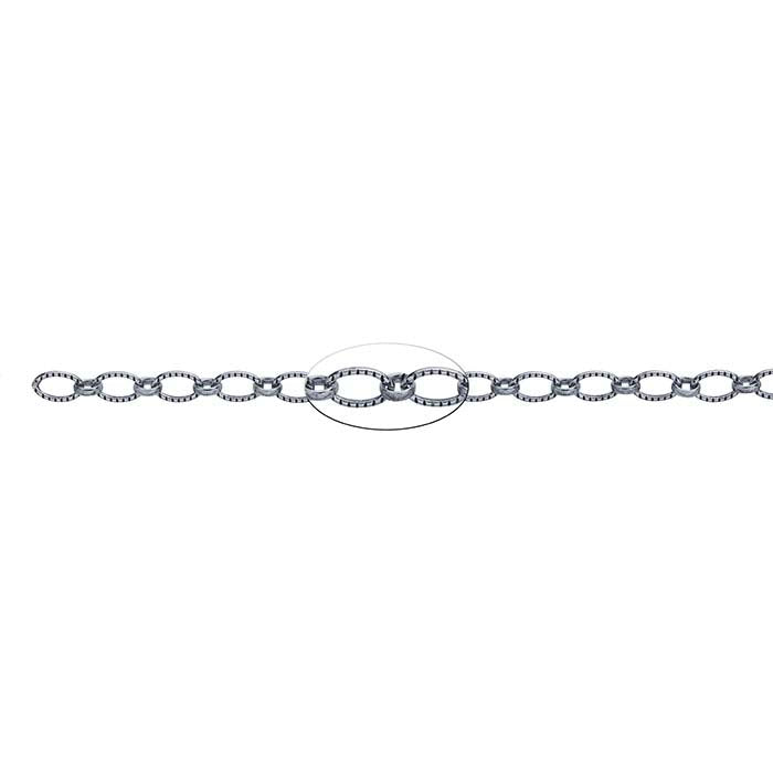 Sterling Silver Oxidized Patterned Long & Short Chain, By the Foot