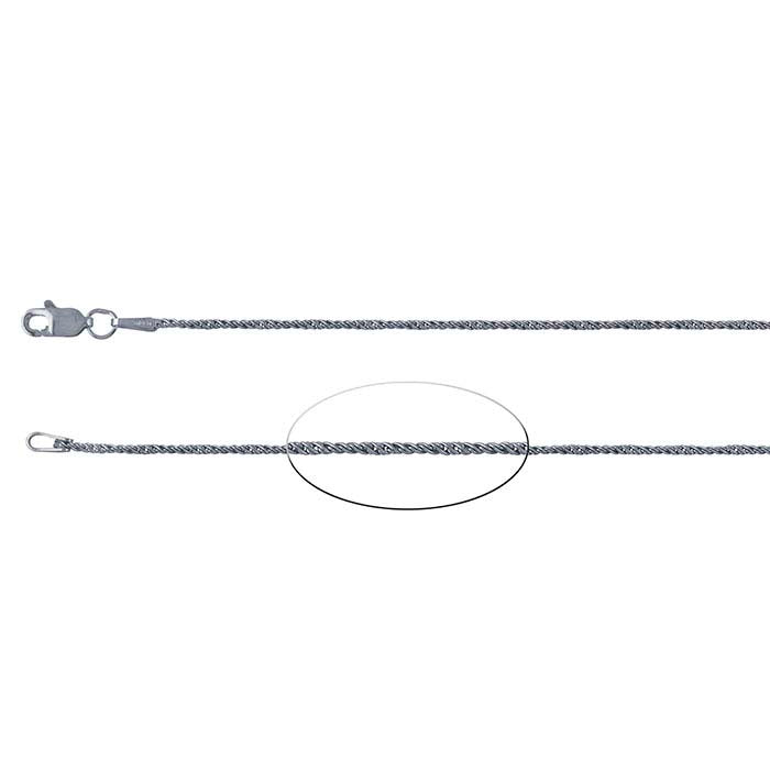 Sterling Silver Oxidized 1.2mm Reverse Rope Chain