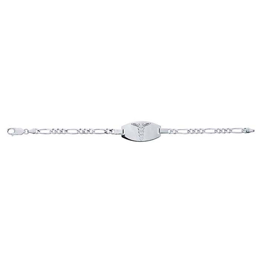 Sterling Silver Figaro Chain Medical Alert Bracelet