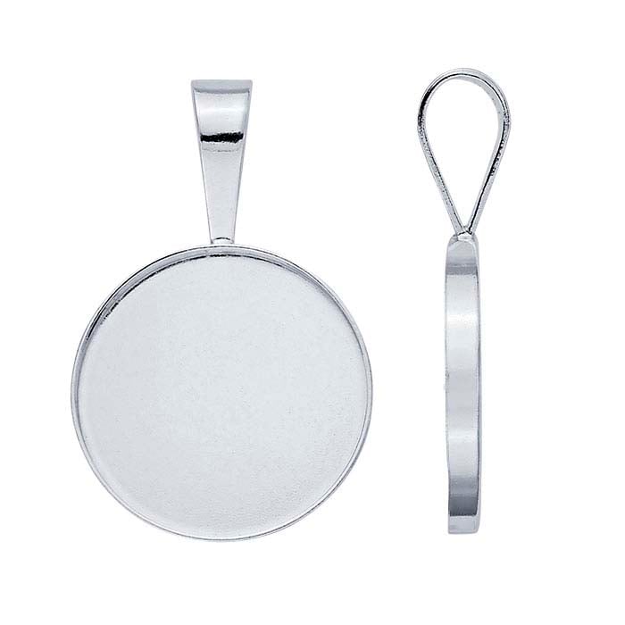 Sterling Silver Round Cabochon Pendant Mounting