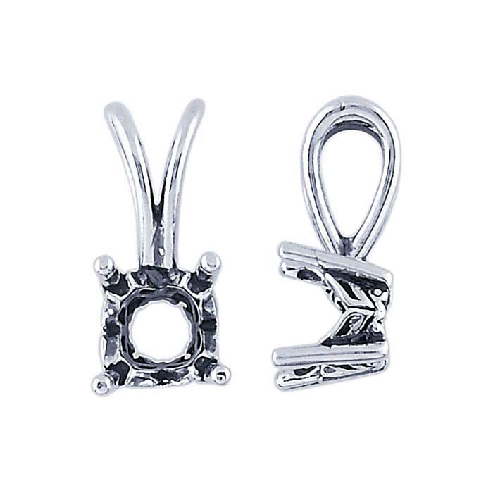 Sterling Silver Fancy Round Legendary Pre-Notched Pendant Mounting