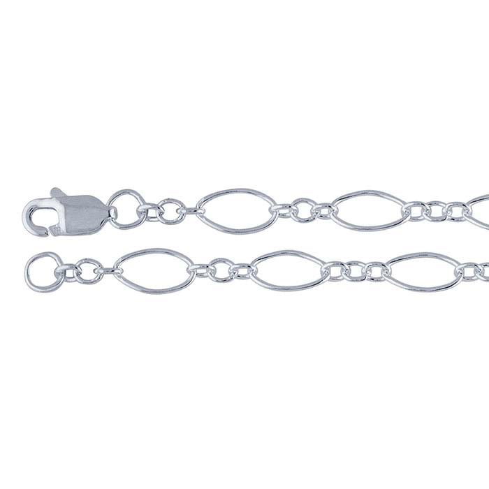 Sterling Silver Oval Long & Short Chain
