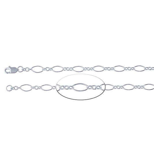 Sterling Silver Oval Long & Short Chain