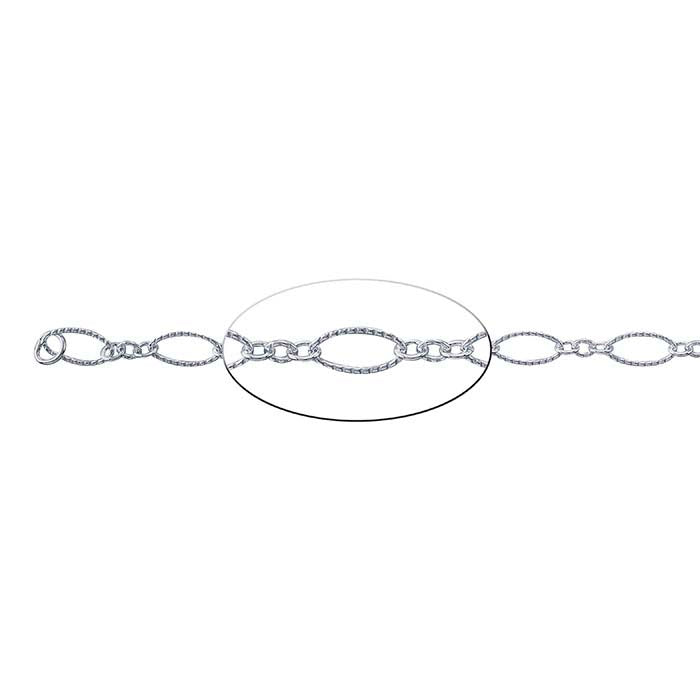 Sterling Silver Patterned Oval Long & Short Chain