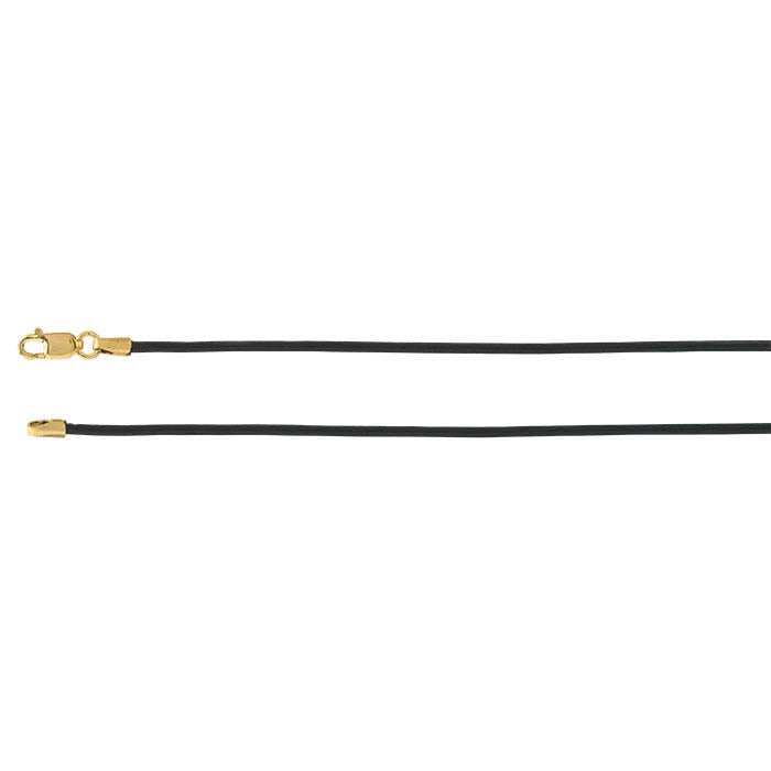 Black Leather Cord with 14/20 Yellow Gold-Filled Clasp