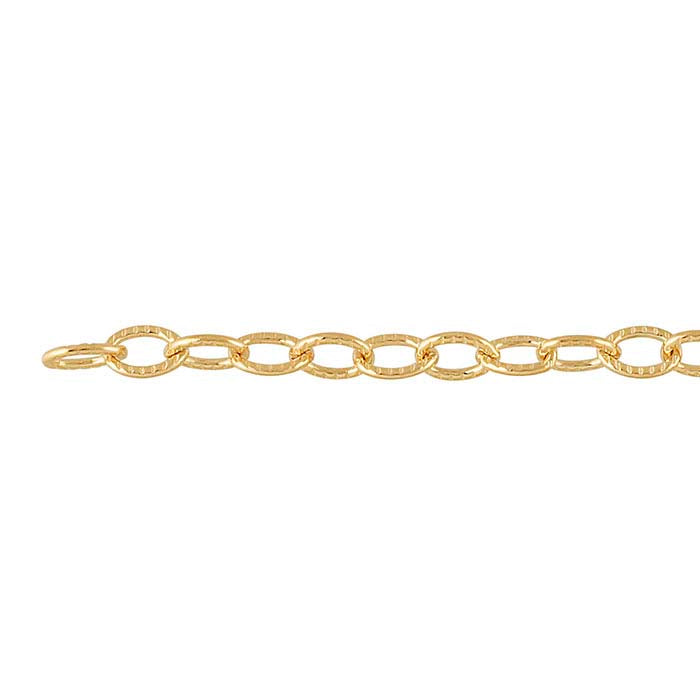 14/20 Yellow Gold-Filled Patterned Flat Oval Cable Chain