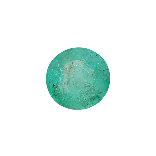 Emerald Round Faceted Gemstone, A-Grade