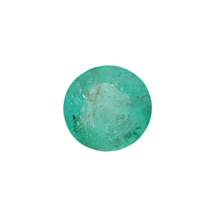 Emerald Round Faceted Gemstone, A-Grade