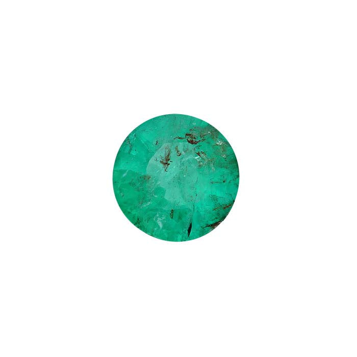 Emerald Round Faceted Gemstone, AA-Grade