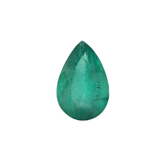 Emerald Pear Faceted Gemstone, AA-Grade