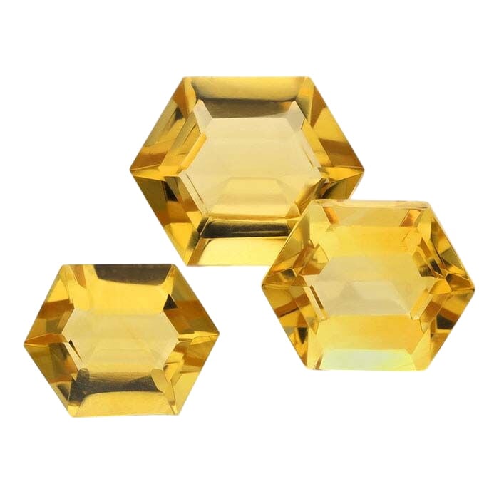 Gemas facetadas de citrino dorado alargado hexagonal, grado AAA