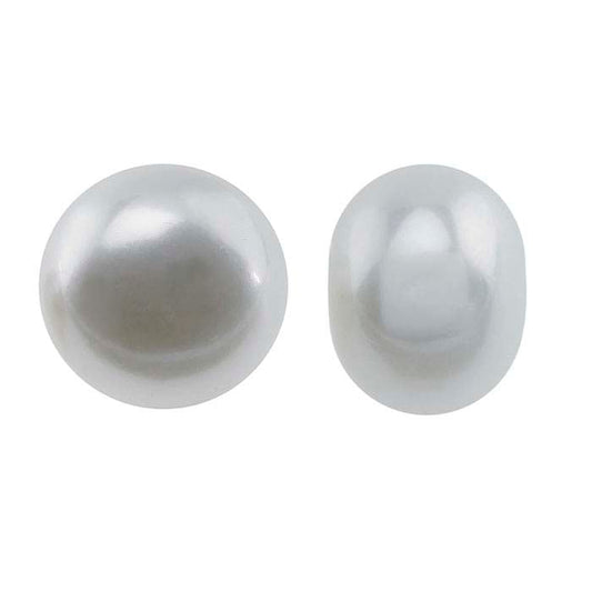 Freshwater Cultured Half-Drilled Button Pearls, White, A-Grade