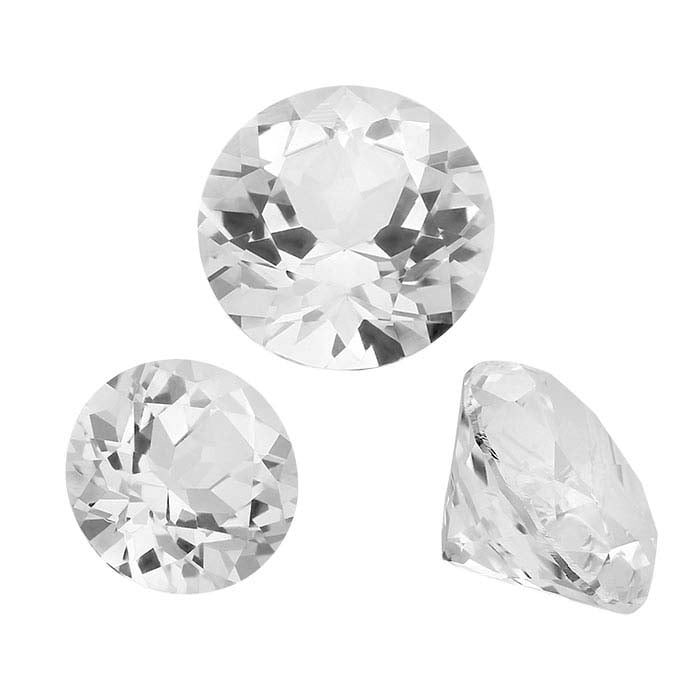 White Topaz Round Faceted Gemstone